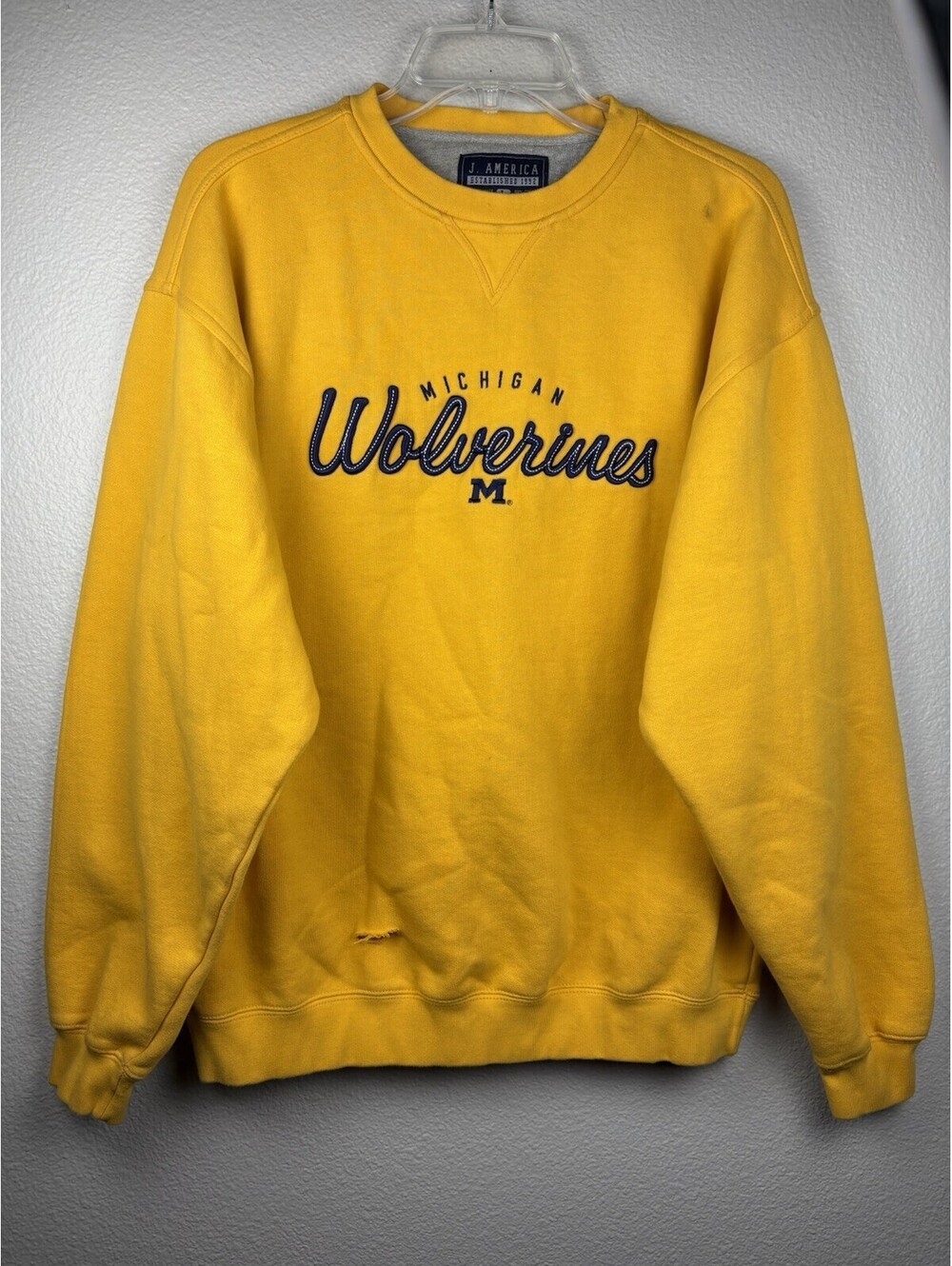 Michigan Wolverines J America Sweatshirt L Maize Embroidered Officially Licensed